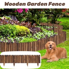 Wooden Picket Fence Panel Log Roll Border Lawn Edging Spiked Log Flower Fence