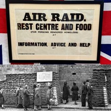 Freshly Framed Un-used WW2 Block Printed Air Raid Shelter Poster (c.1940)