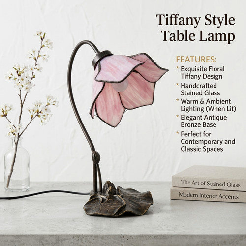 Tiffany floral style table - tiffany, 8"
