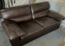 M&S Three Seater Leather Sofa, needs Repair to Seat Springs.