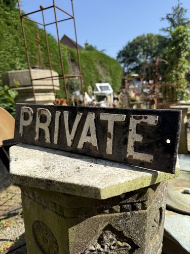 Private railway doorplate cast - private,