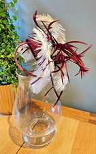 Stunning Plum, White Feather & Flower Sinamay Fascinator  Wedding or Race Days