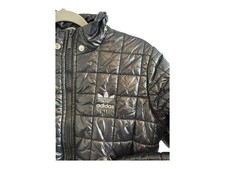 Adidas Originals Shiny Quilted Puffer Jacket Black Size 38