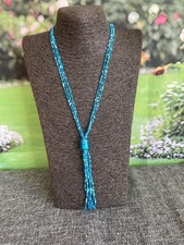 Blue glass multi strand seed bead necklace