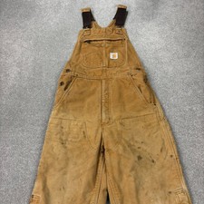 Carhartt Dungarees Womens 30x32 Brown Overalls Quilted Canvas Double Knee Lady