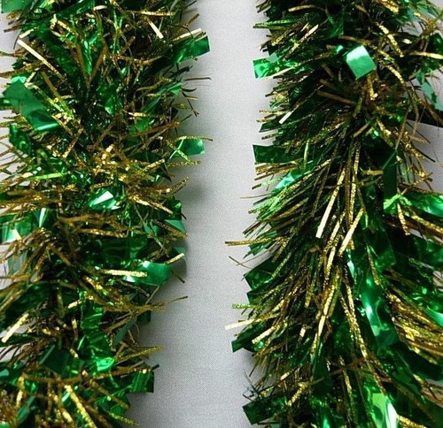 Green gold tinsel - green,