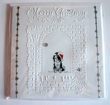 BORDER COLLIE  HAND MADE AND DECORATED CHRISTMAS CARD 6" X 6" WITH INSERT