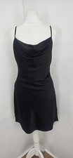 UO Urban Outfitters Mallory Cowl Slip Mini Black Satin Dress Small