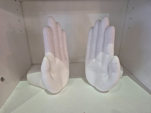 White praying hands bookends - white,