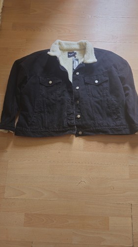 Primark black denim sherpa - primark,