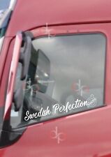 VOLVO SWEDISH PERFECTION X2 WINDOW VINYL STICKER HAULAGE CUSTOMISE TRUCKING