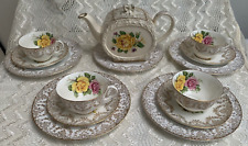 Vintage Imperial 22kt gold bone china tea service  4 trio set & sadler teapot