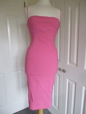 Vesper - Pink, Strappy, Stretch, Bodycon, Pencil Dress - Size UK10 -needs repair