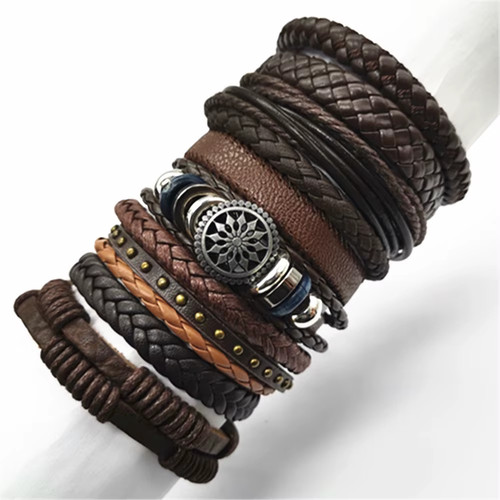 10pcs leather wrap bracelets - leather,
