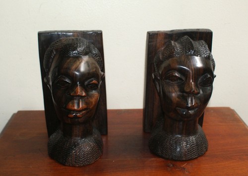 Pair vintage ebony wooden - ebony,