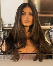 Brown Lace Front Wig Auburn Balayage Lace Wig Pre Cut Blonde Lace Front Wig