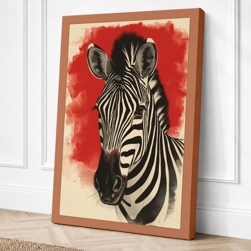 Zebra head study - modern, canvas