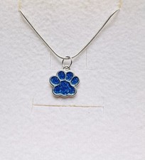 Stunning Cobalt Blue Paw Enamel Pendant And 925 Silver Chain & Twinkle