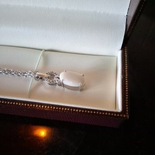 9karat White Gold Necklace and Pendant with  Black Opal Pendant 9K 375