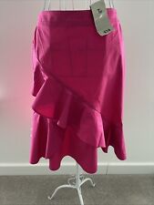 BNWT Ladies TU Sainsburys Hot Pink Frill 100% Cotton Skirt UK 8 ***NEW***