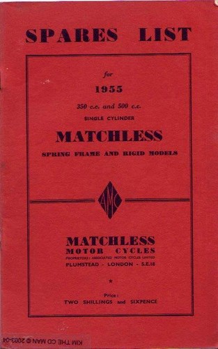 Matchless parts manual - parts, book