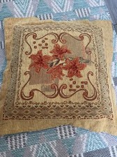 Bhs Large Brown Beige Flower Floral Cushion Approx 25” X 25”
