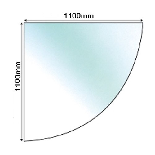 Glass hearth corner quadrant - glass,