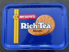 Vintage McVities Rich Tea Biscuits Metal Serving Tray- Made in England