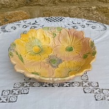 Kensington Ware - Art Deco Flower Pattern Fruit Bowl - Matte Pastel Shades 9"
