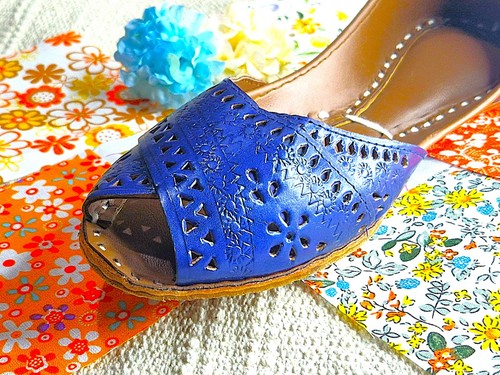 Blue genuine leather pakistani - blue,