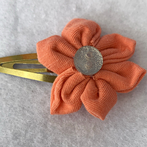 Girls peach fabric flower hair - girls,