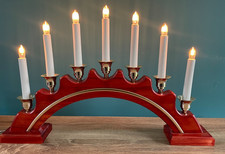 KonstSmide Candle Arch Christmas Wooden Mahogany Stain Candelabra Sweden Working