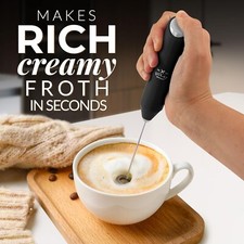 Handheld Mini Milk Frother Black Stainless Steel Electric Whisk for Coffee-USED