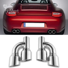 2Pcs For Porsche 911 Dual Exhaust Pipe Tips 2.5" Inlet 4" Outlet 11.25" Length