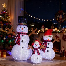 Christmas Snowman Family Set of 3 with 300 LED Lights Indoor Outdoor Decoration