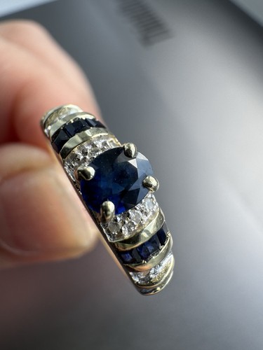 14ct gold sapphire diamond - sapphire, &