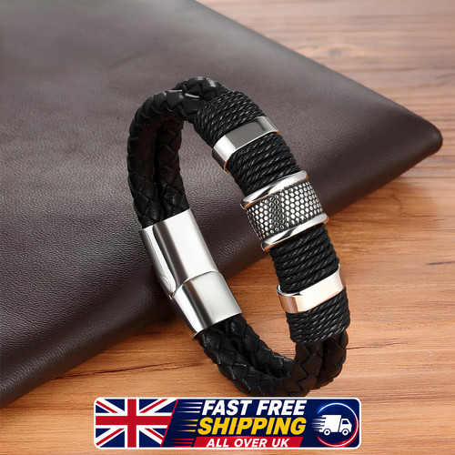 Men braided leather - leather, bracelet
