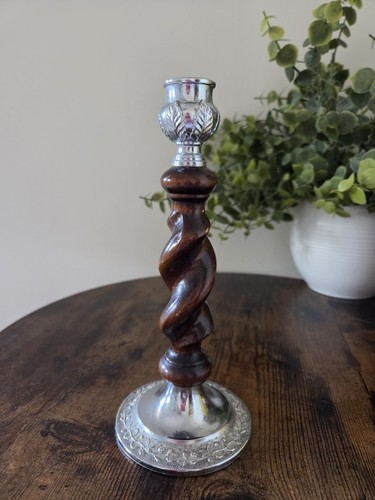 Vintage oak chrome turned - vintage,