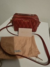 Miu Miu Matelasse Mini Leather Shoulder Bag Crossbody Bag for Women USED RED