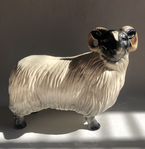 Large ceramic sheep ram figure - large,