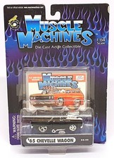 Muscle Machines 1/64 Scale 71161 02-55 - 1965 Chevy Chevelle Wagon - Black