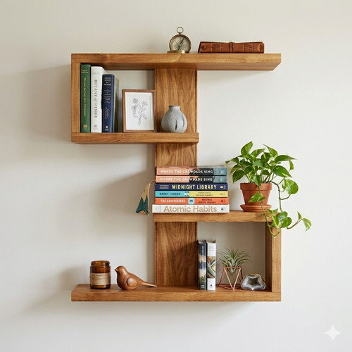 Wooden floating shelf double - floating, shelf,