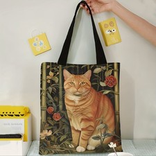 Orange Cat Print Tote Bag –