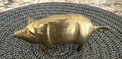 Vintage solid brass pig swine - vintage,