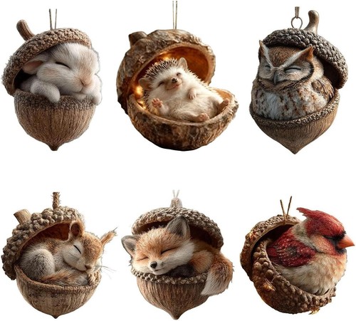 6pcs forest animal acorn - 6pcs,