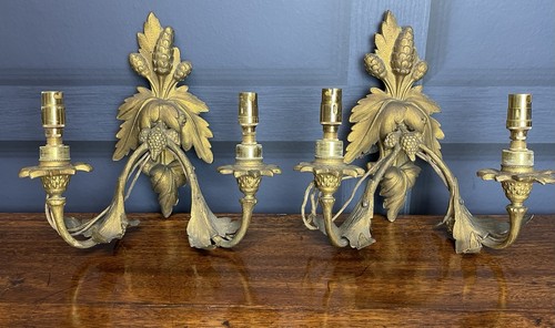 Pair continental gilt sconces - pair,