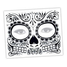 Day Of The Dead Skull Temporary Tattoos Face Party Halloween Fancy Dress Costume