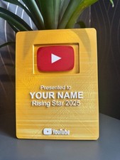 Personalised YouTube Play Button Award Plaque | Gold Version | Add Your Name