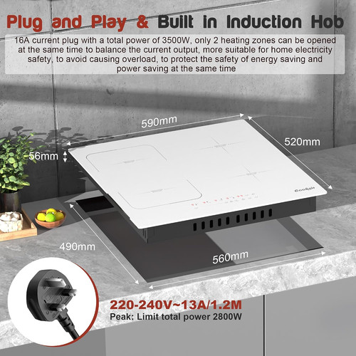 60cm induction hob white - induction,