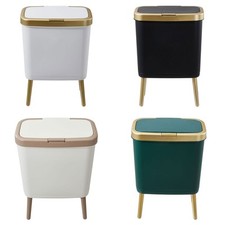 Slim Trash Can Garbage Recycling Bins Press Lid Waste Bin For Bathroom Kitchen